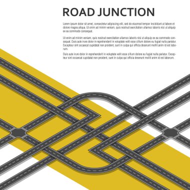 Metin için yer ile izometrik karmaşık yol kavşak. Üstten Görünüm.