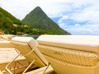 Saint Lucia, Karayip Adaları güzel beyaz plaj