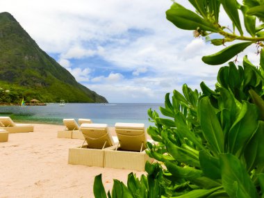 Saint Lucia, Karayip Adaları güzel beyaz plaj
