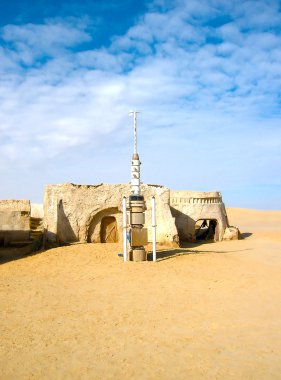 Sahara, Tunus - 03 Ocak 2008: Star Wars film çekim için terk edilmiş setleri