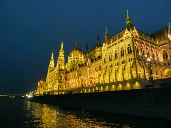 Budapest Parliament Hungary Night Danube River — Stock Photo, Image