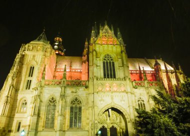 Kosice, Slovakya gece St. Elisabeth Katedrali