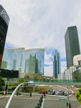 Las Vegas, Amerika Birleşik Devletleri - 05 Mayıs 2016: Strip otel tatil ve casinolar zemin görünümünü yukarıda