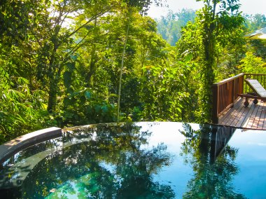 Bali, Endonezya - 14 Nisan 2014: Nandini orman Resort ve Spa, Yüzme Havuzu görünümünü.