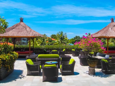 Bali, Endonezya - 10 Nisan 2012: Ayodya Resort park ve Lrest bölge