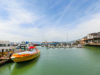 Ssan Francisco, California, ABD - 04 Mayıs 2016: yelkenli tekne at Fishermans Wharf