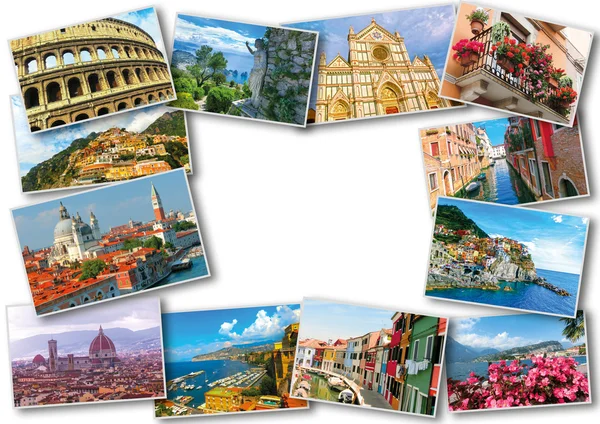 Collage from photos of Italy on white background — Stock Photo, Image