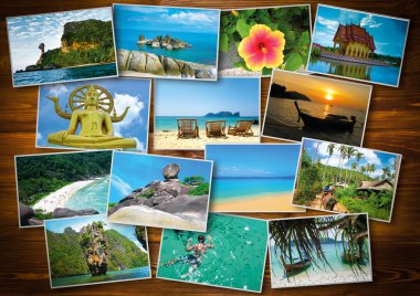 Tayland seyahat turizm konsept tasarımı - kolaj Tayland görüntüleri