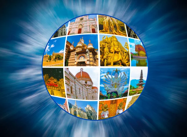 Wereld monumenten collage — Stockfoto
