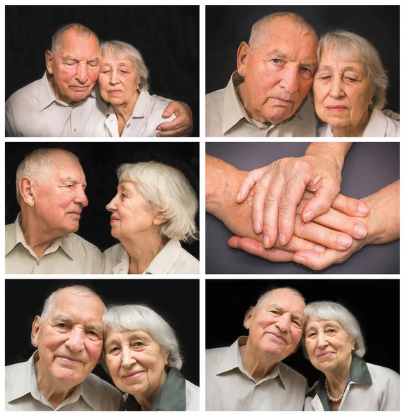 Le couple âgé sur fond noir — Photo