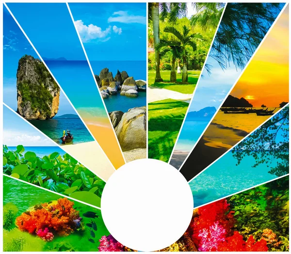 Collage de imágenes de playa de verano - naturaleza y fondo de viaje —  Fotos de Stock