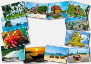 Tayland seyahat turizm konsept tasarımı - kolaj Tayland görüntüleri