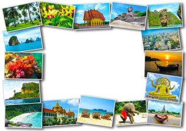 Tayland seyahat turizm konsept tasarımı - kolaj Tayland görüntüleri