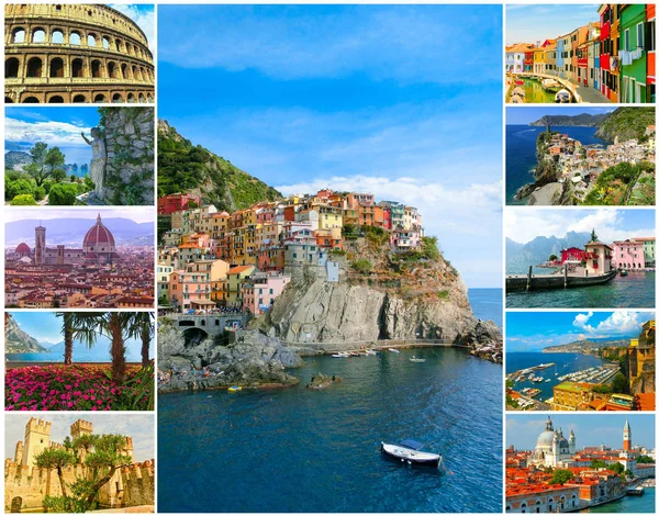 Collage from photos of Italy on white background — Stock Photo, Image