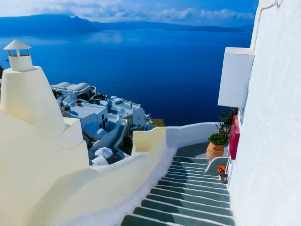View to the sea from Oia village of Santorini island in Greece — Stock Photo, Image