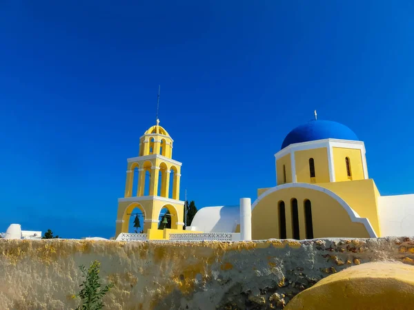 Vista Igreja Velha Oia Vila Mais Bonita Ilha Santorini Greece — Fotografia de Stock
