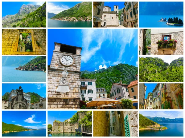 Il collage da immagini di Kotor in una bella giornata estiva — Foto Stock