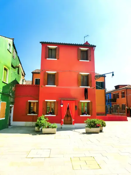 Casa Velha Colorida Ilha Burano Perto Veneza Itália — Fotografia de Stock