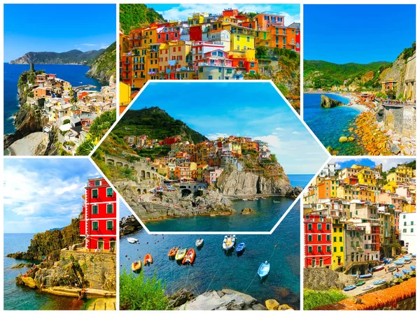 Collage di foto delle Cinque Terre in Italia — Foto Stock