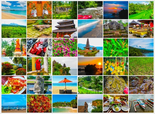 Conjunto de imagens com vista para a ilha de Bali — Fotografia de Stock