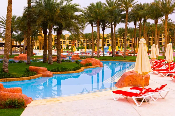 Sharm Sheikh Egipto Abril 2017 Vista Piscina Parque Lujoso Hotel — Foto de Stock