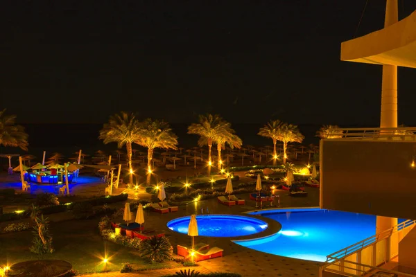 Sharm Sheikh Egito Abril 2017 Vista Noturna Piscina Hotel Luxo — Fotografia de Stock