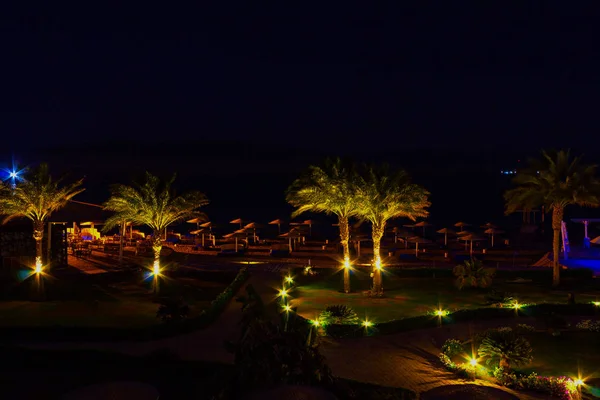 Sharm Sheikh Ägypten April 2017 Abendblick Für Luxushotel Nachtbeleuchtung Barcelo — Stockfoto