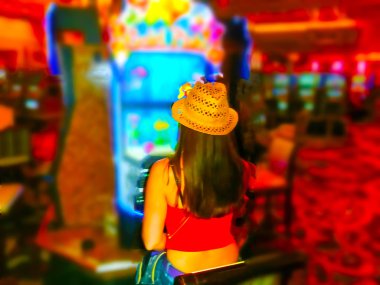 Kumarhanede bulanık odak. Vegas, Nevada 'da Soyut Özgeçmiş.