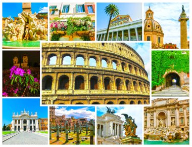 Colosseum görünümünde Roma ve sabah güneş, İtalya