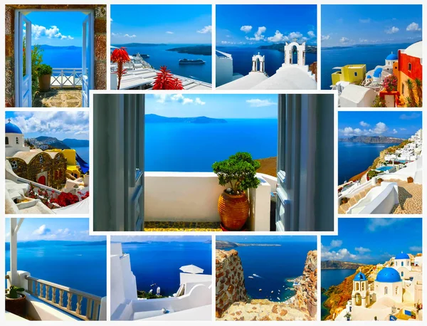 Zestaw zdjęć lato w Santorini, Grecja — Zdjęcie stockowe