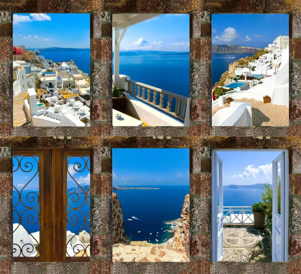 Zestaw zdjęć lato w Santorini, Grecja — Zdjęcie stockowe