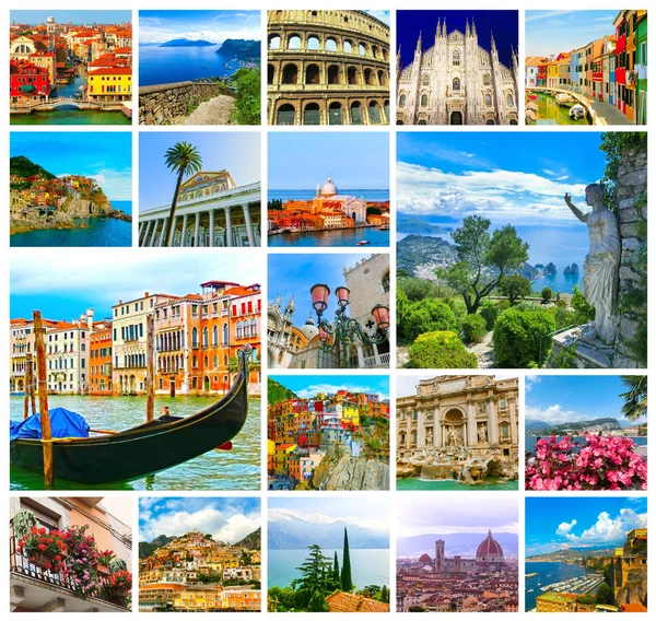 Collage from photos of Italy on white background — Stock Photo, Image