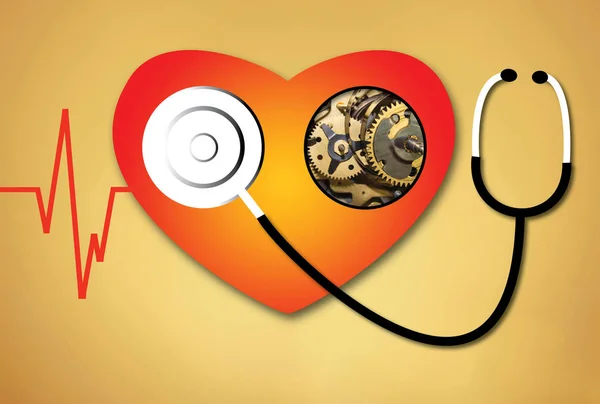 Heartbeat linje hjärtat Cardio — Stockfoto