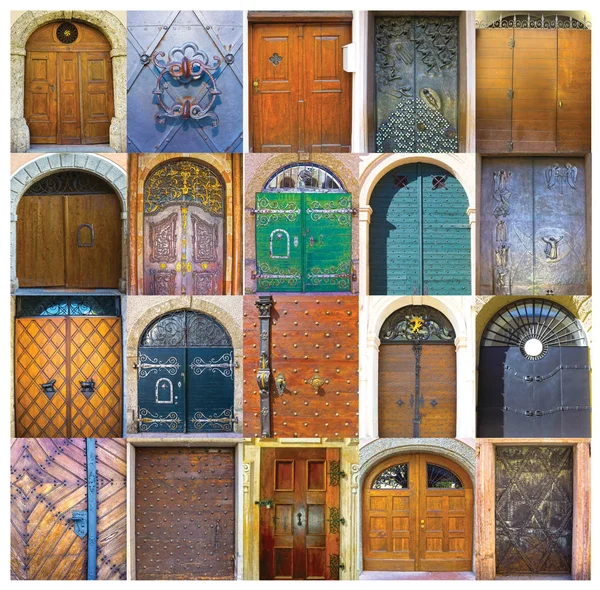 Collection de 20 portes anciennes dans la vieille ville de Salzbourg, Autriche . — Photo