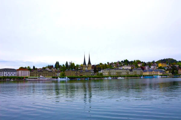 Hava panoramik Lucerne bir bulutlu yaz gün