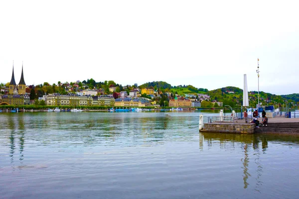 Hava panoramik Lucerne bir bulutlu yaz gün