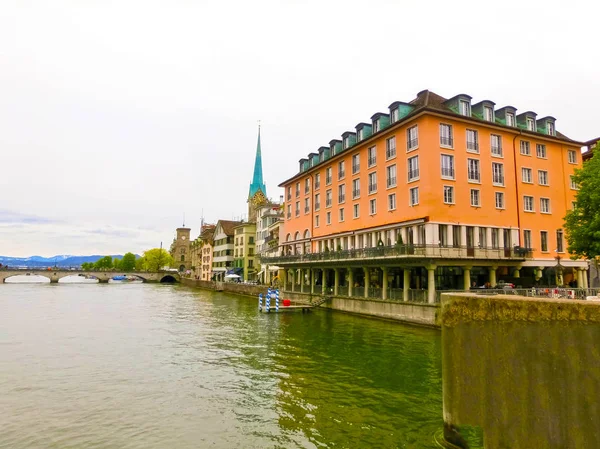 Hermosa Vista Zurich Río Limmat Suiza —  Fotos de Stock