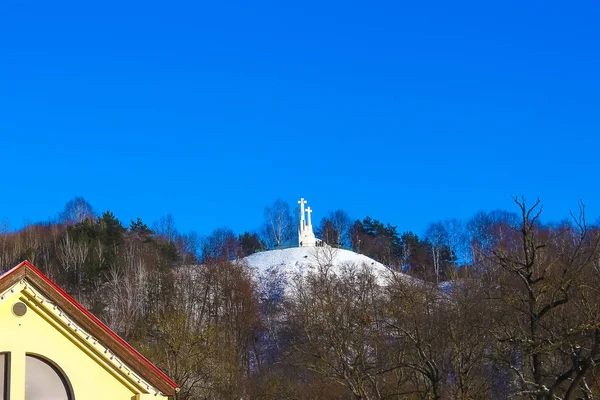 Pomnik Trzech Krzyży Bleak Hill Tym Czasie Świt Wilnie Litwa — Zdjęcie stockowe