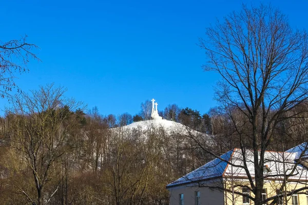 Pomnik Trzech Krzyży Bleak Hill Tym Czasie Świt Wilnie Litwa — Zdjęcie stockowe