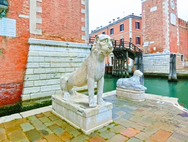 Esculturas Entrada Arsenal Veneza Itália — Fotografia de Stock