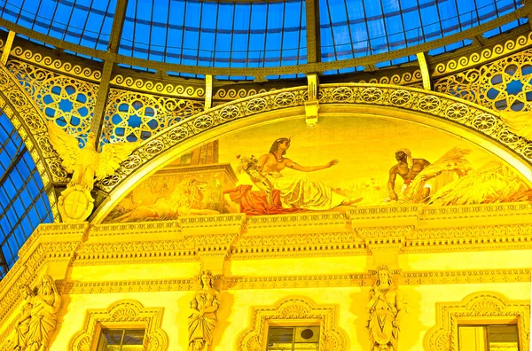 Szklana Kopuła Galleria Vittorio Emanuele Mediolanie Włochy — Zdjęcie stockowe