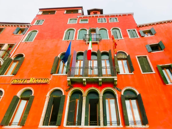 Venice Italië Mei 2017 Rode Gevel Van Hotel Rialto Grand — Stockfoto
