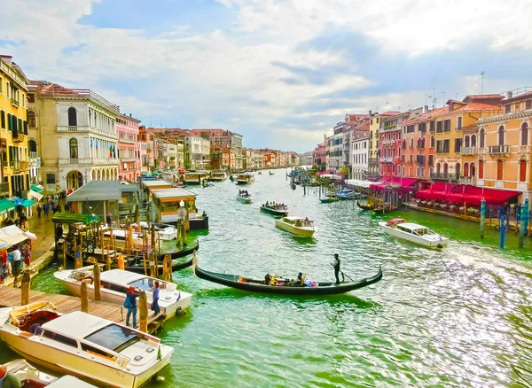 Venecia Italia Mayo 2017 Gente Transporte Acuático Gran Canal Vista — Foto de Stock