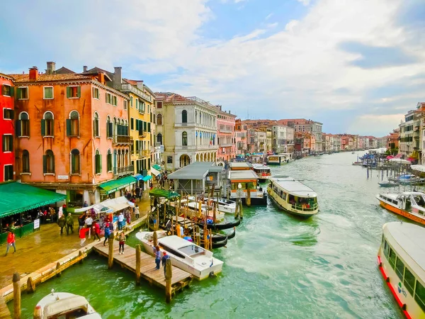 Venecia Italia Mayo 2017 Gente Transporte Acuático Gran Canal Vista — Foto de Stock