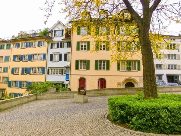 Zürcher Stadtbild Mit Blumen Vordergrund Der Schweiz — Stockfoto