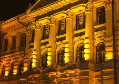 Vilnius, Litvanya'nın eski şehir gece Litvanya Ulusal Filarmoni.