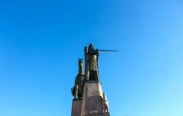 Vilnius Lituânia Janeiro 2017 Monumento Bronze Grão Duque Gediminas Praça — Fotografia de Stock