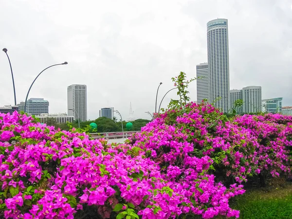 Краєвид Сінгапур Фінансового Району Зображення Ніби Розмивається Постпродакшн — стокове фото