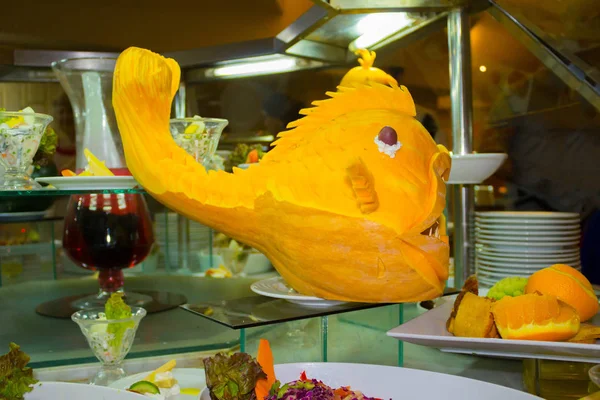 南瓜雕刻鱼-传统泰国艺术 — 图库照片