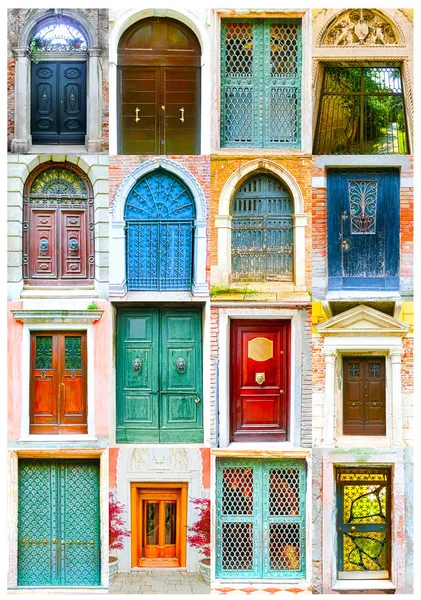 Collage de portes pittoresques à Venise, Italie — Photo